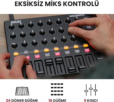 Akai Professional MIDIMIX - USB MIDI Controller Mixer Assignable and Has Main Dimmers, 24 Buttons and 16 Buttons, 1-1 Pairing with Ableton Live