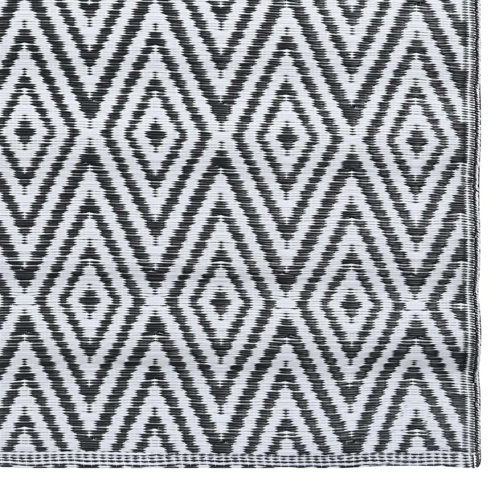 LAPOOH Tappeto da Esterni Bianco e Nero 160x230 cm in PP,Tappeto da Esterno Lavabile,Resistente alle Intemperie e ai Raggi UV,per Balcone,Terrazza(SPU:310430)