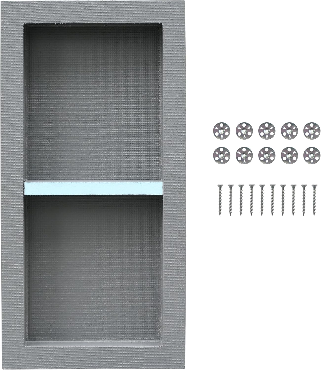 Shower Niche Insert Tile Ready 12x20, Adjustable Height Shelf, Mortar Surface Gives Stronger Bonding Strength to Tiles, Waterproof Coating Providing Double Protection Against Water