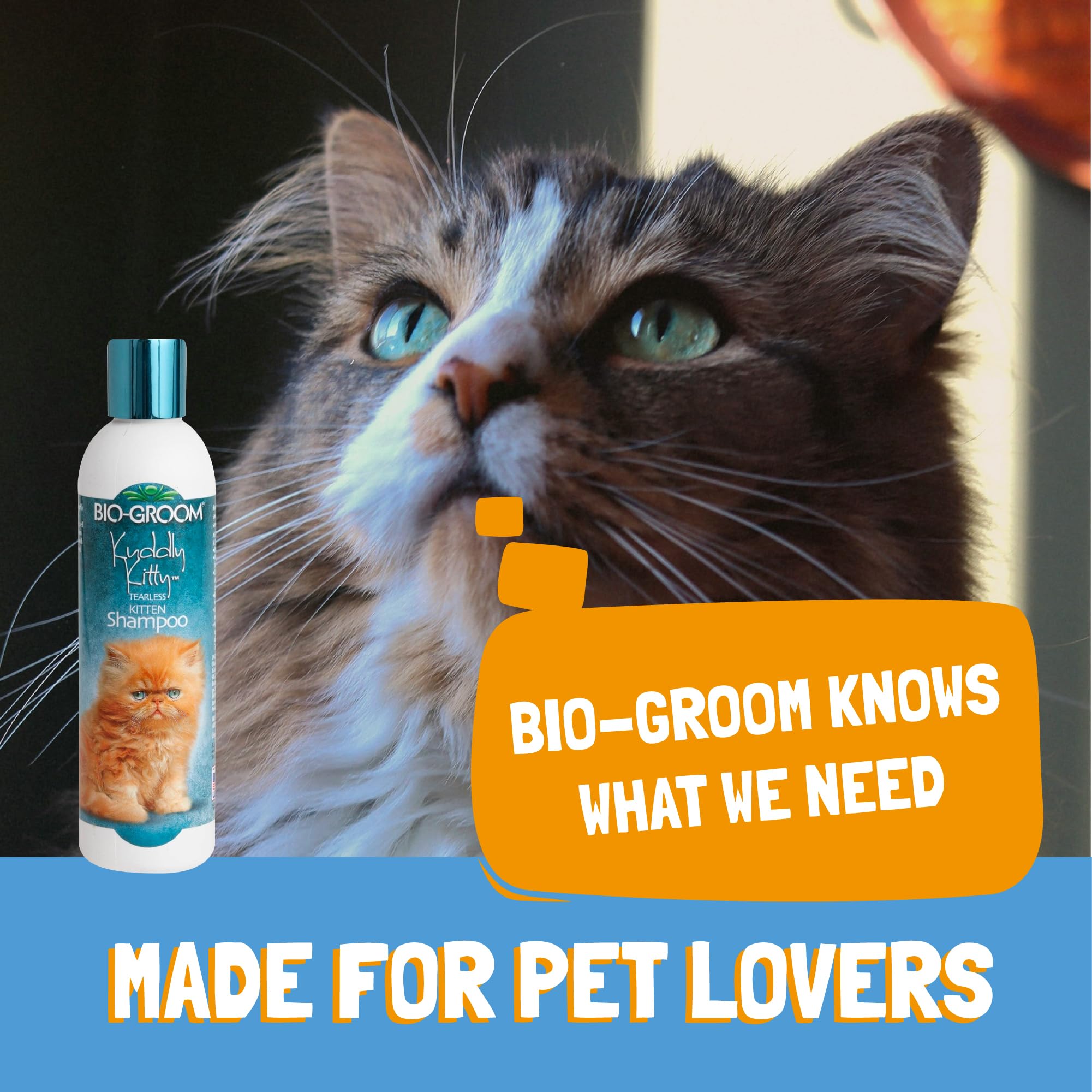 Bio-Groom Kuddly Kitty - Sanftes Katzenshampoo - Hinterlässt das Fell weich und sauber - Tränenfrei - Frei von Parabenen und künstlichen Verdickungsmitteln - Konzentrat 1:2 (Verdünnt 708 ml) - 236 ml