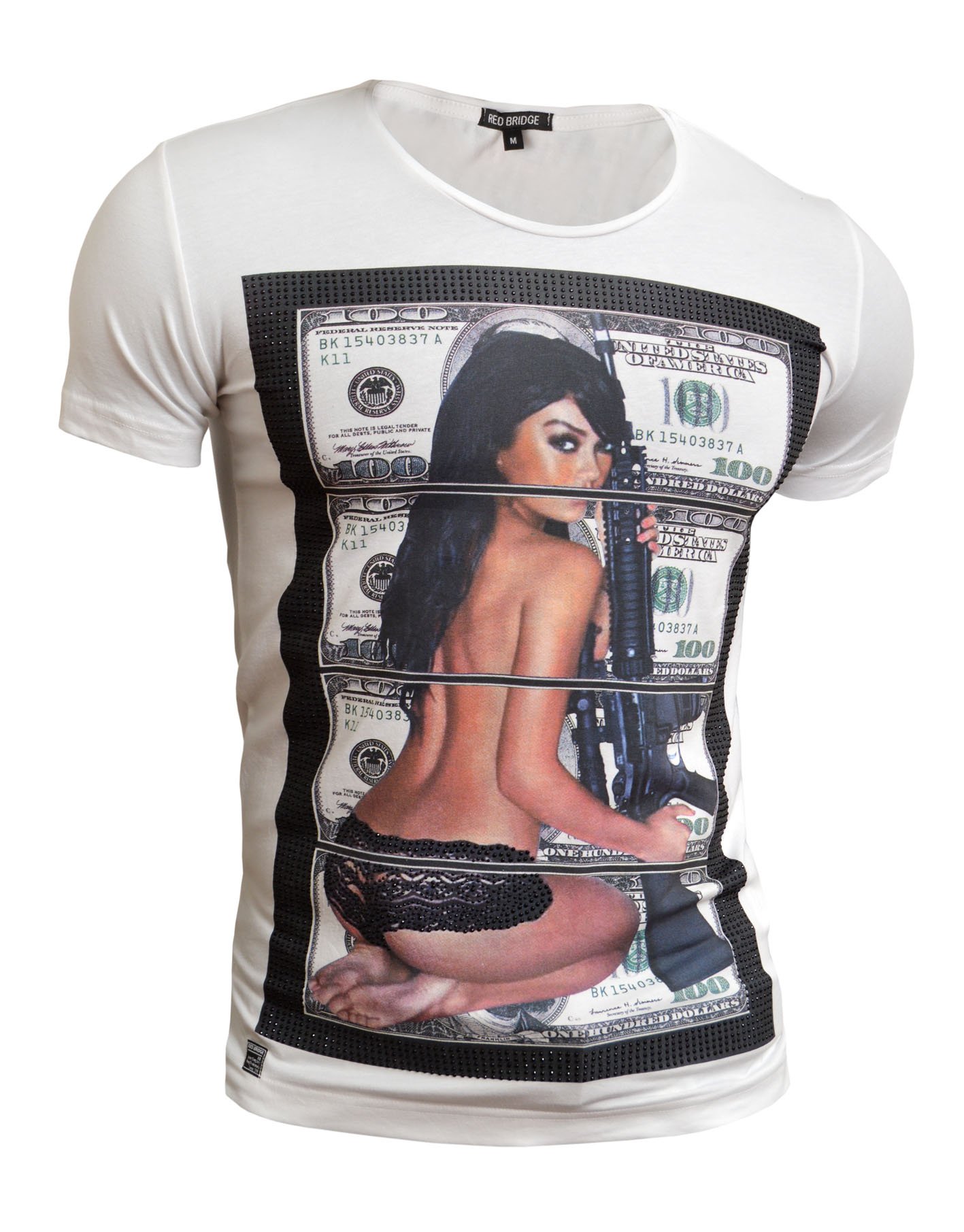 Cipo Baxx Man's T-Shirt Sexy Girl with Gun Dollars