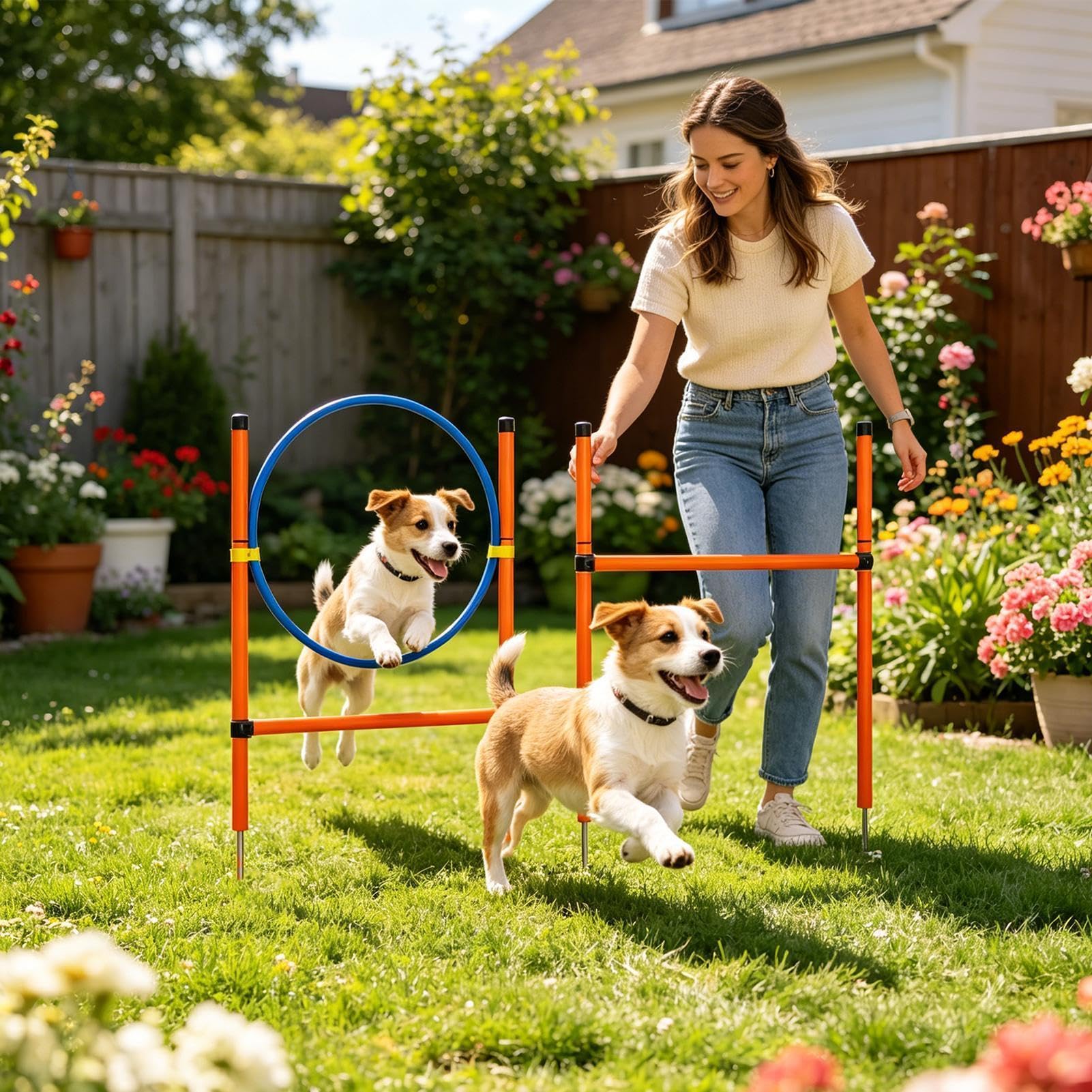 Equipo de adiestramiento en agilidad para perros Juego de Entrenamiento con | Equipo de Área de Juegos para Perros para Jardín, Parque, Playa, Zona Recreo, Campo, Competición, Recreación al
