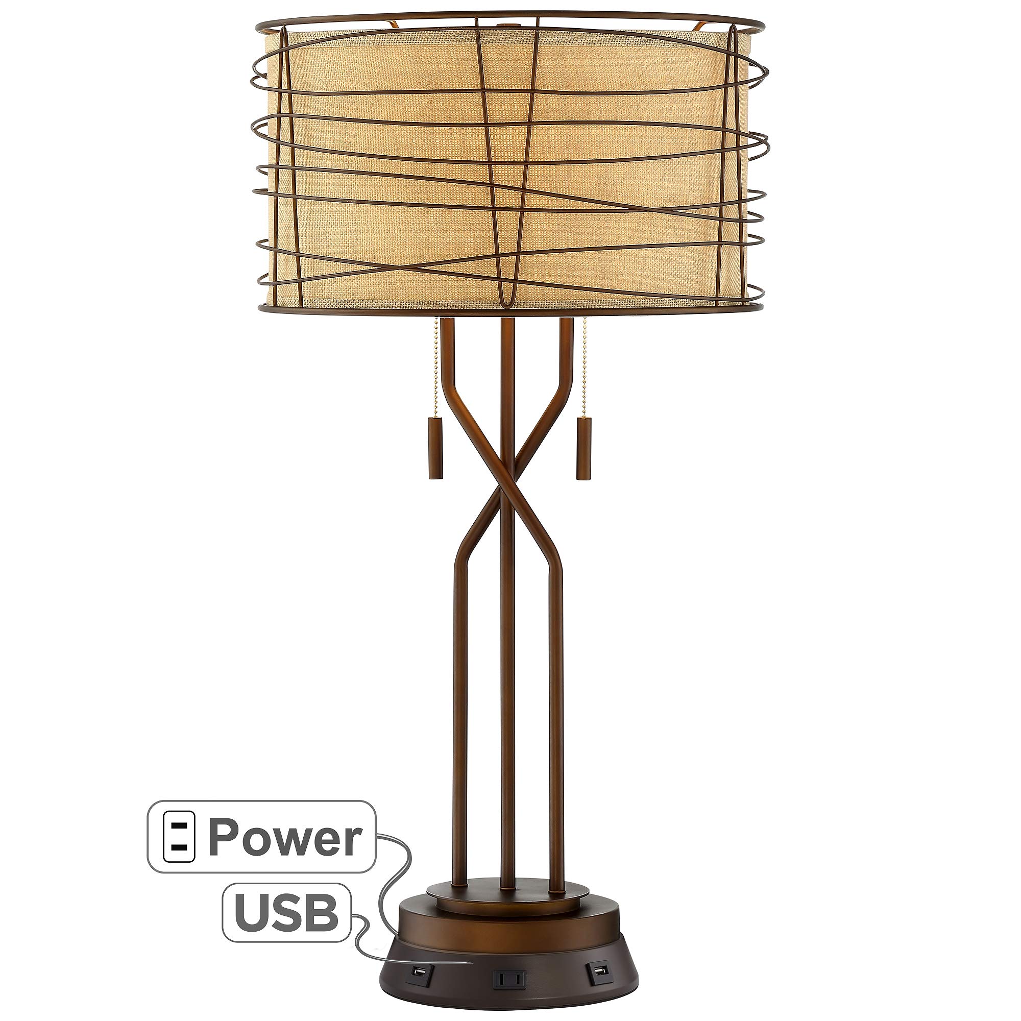 Buy Franklin Iron Works Marlowe Rustic Industrial Table Lamp with USB