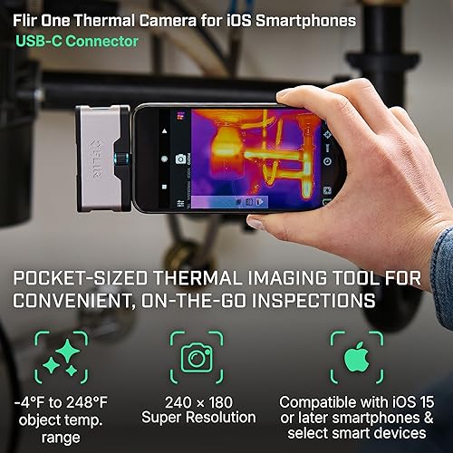 Miniatura 2 de FLIR One - Cámara de imágenes térmicas para smartphones iOS (iPhone 15 y más nuevo con USB-C), resolución súper 240x180 (IR nativa 80x60)