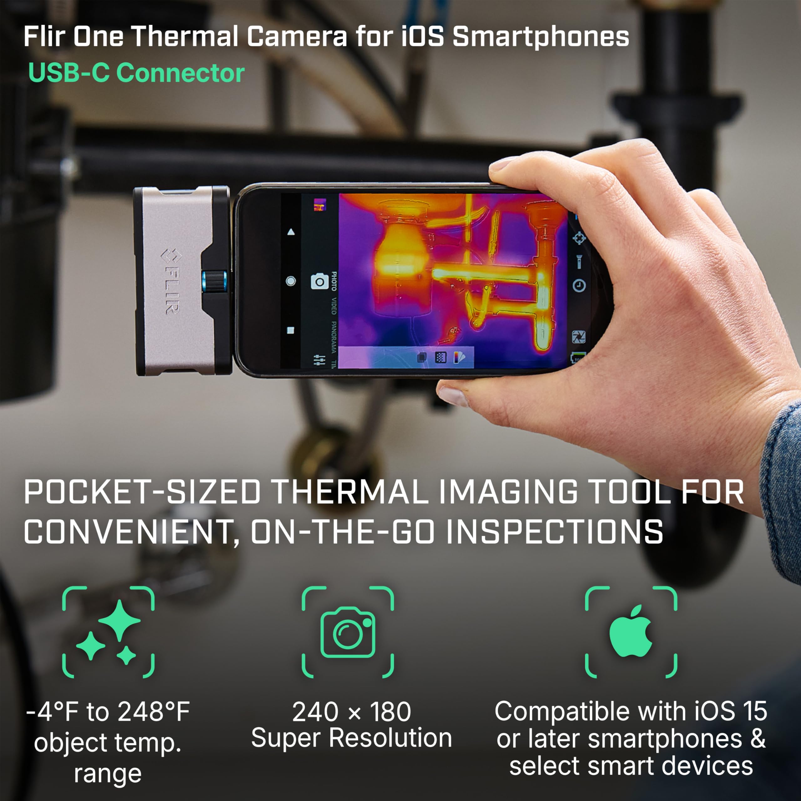 TOPDON TC004 Mini Thermal Imaging Camera, 240 x 240 TISR Resolution | 15H Battery Life, 25Hz Handheld Infrared Camera with High/Low Temp Alerts, Auto Shutdown, 128 x 128 IR Resolution, Blue product image 15