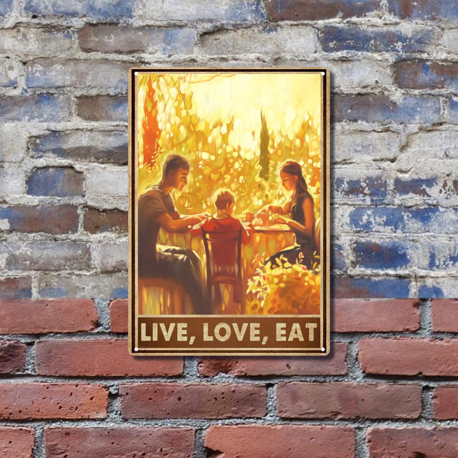 Amazon.co.jp: HUIXIA Live Love Eat Tin Sign、ファミリーディナー