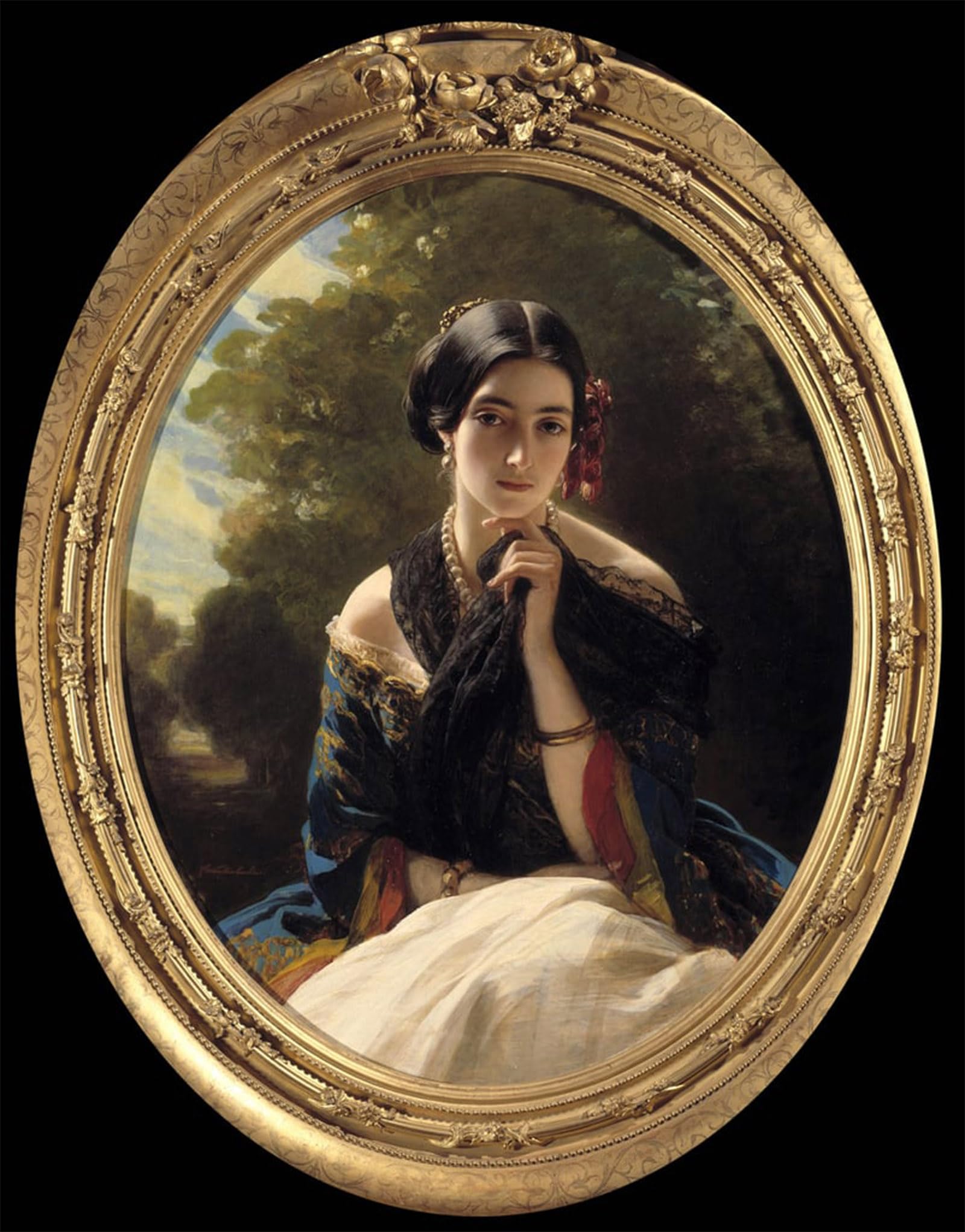 ARTXLXXBN Famous Painting Art Wall Decor Abstract Art Picture Portrait of the Princess of Sayn Wittgenstein Sayn Painting by Xaver Winterhalter Animal Pictures for Home Decor 60x90cm