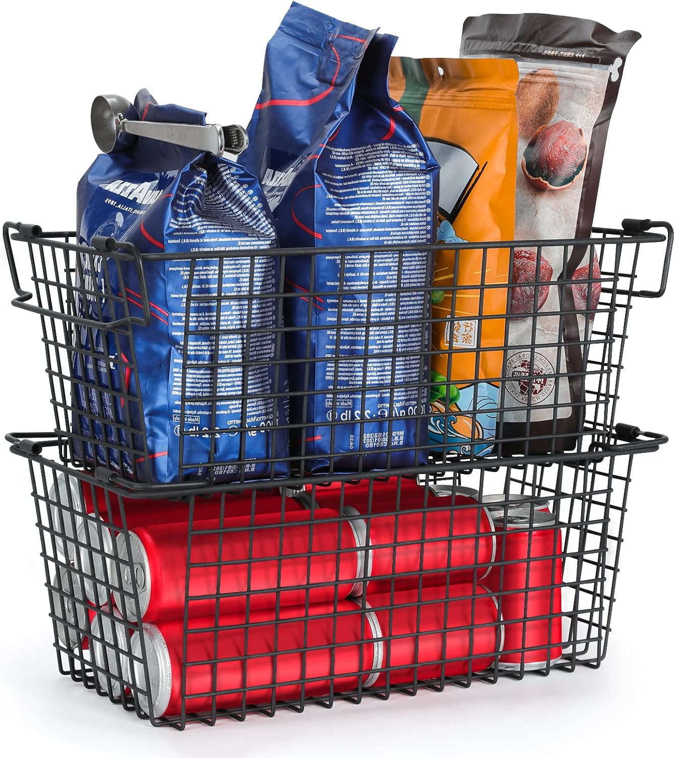 17.5" Freezer Organizer Bins, Stackable Freezer Baskets for