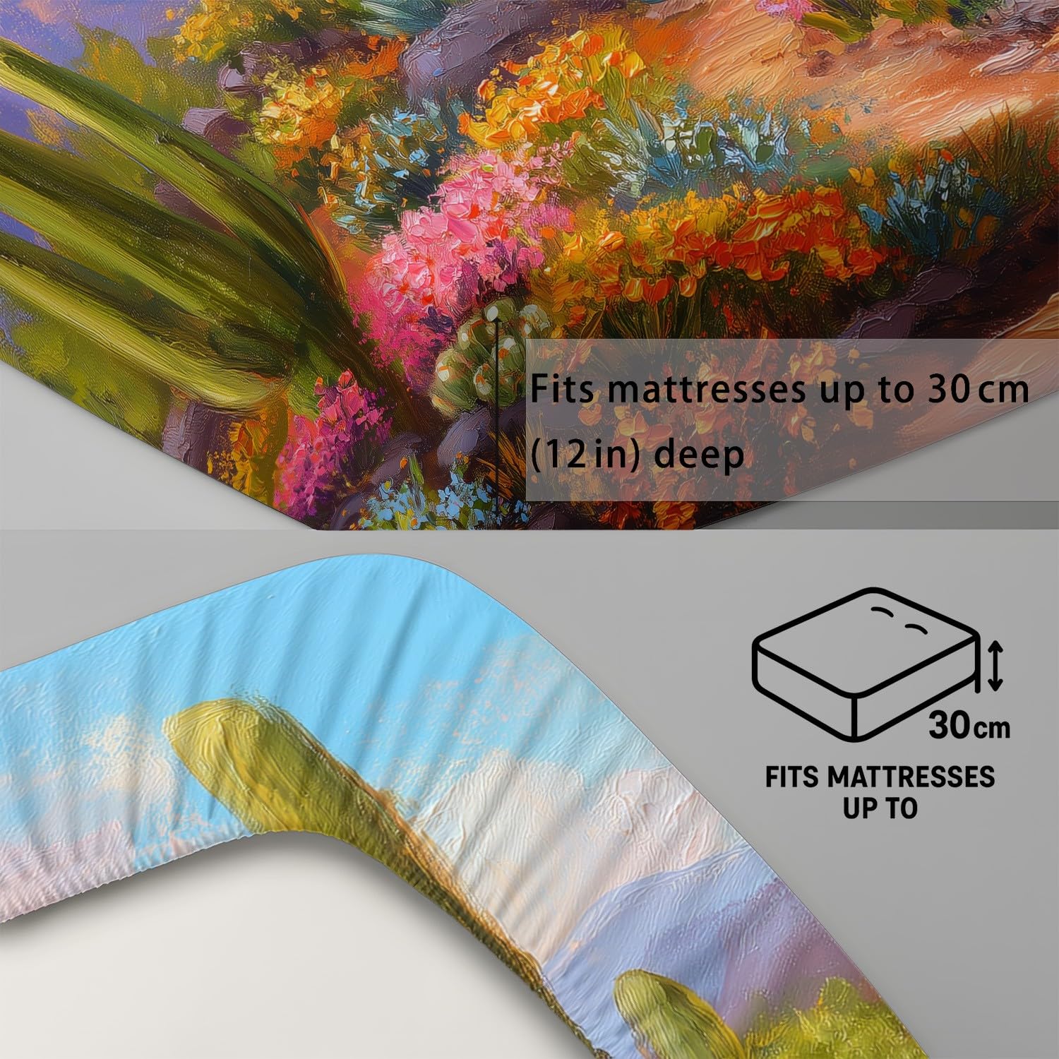 Botanisch Wüste Spannbetttuch Kaktus Floral Berge Spannbettlaken 140 x 200 x 30 cm 3teilig Mikrofaser Bettwäsche Set mit 2 Kissenbezüge 80 x 80 cm Kein Flachbettlaken