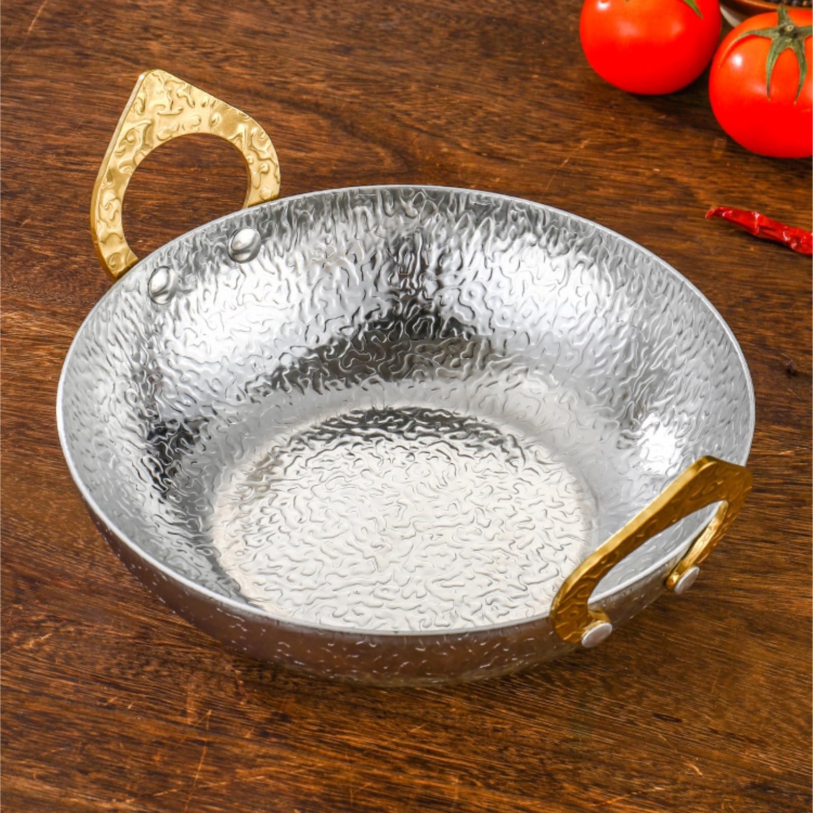 Calentadores de Comida Juego de frotamiento for Buffet, Platos Calentadores de Comida for Buffet con Doble asa y Estufa de Cocina, vajilla de Acero Inoxidable(Silver,28cm)