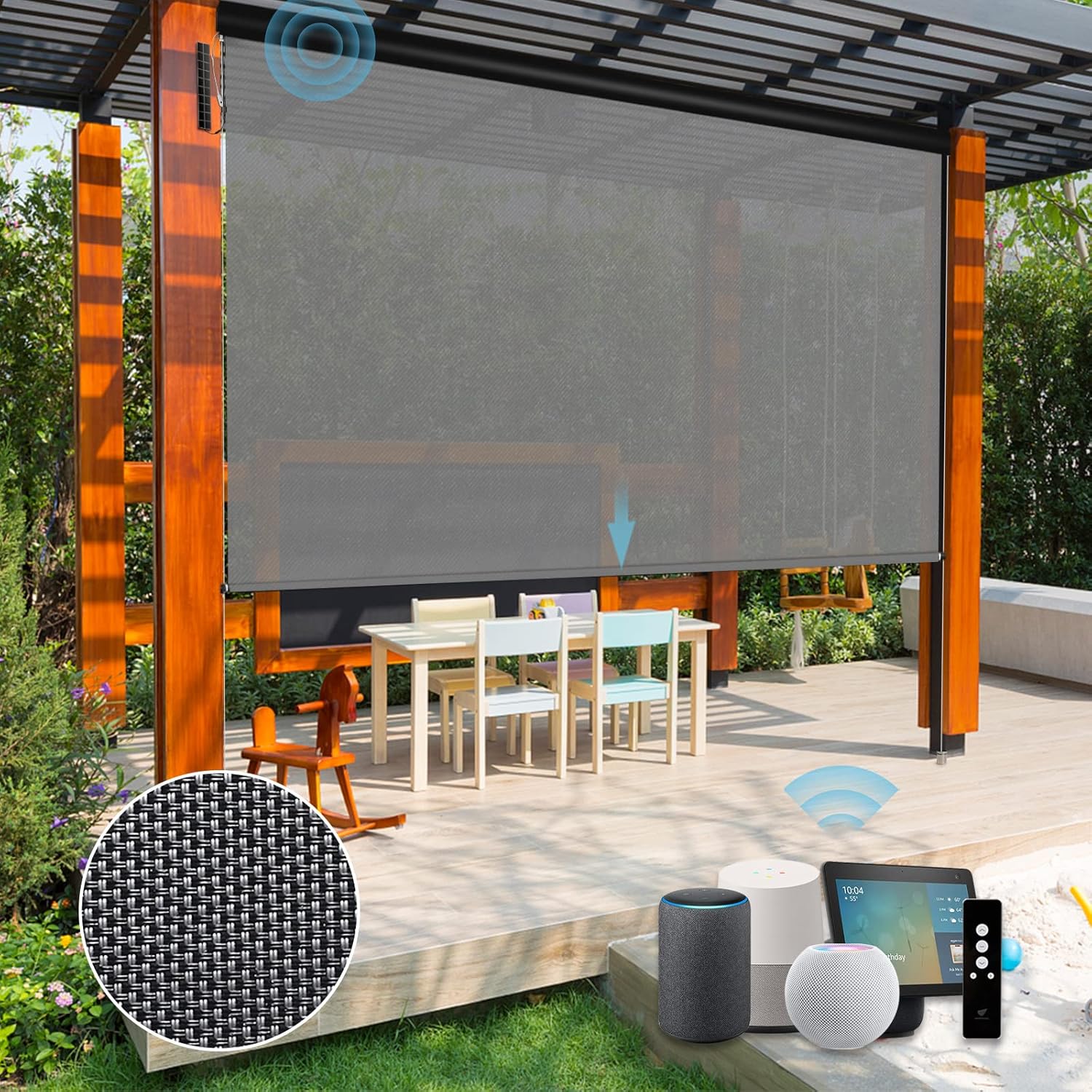 SmartWings Motorized Outdoor Patio Shades, Compatible with
