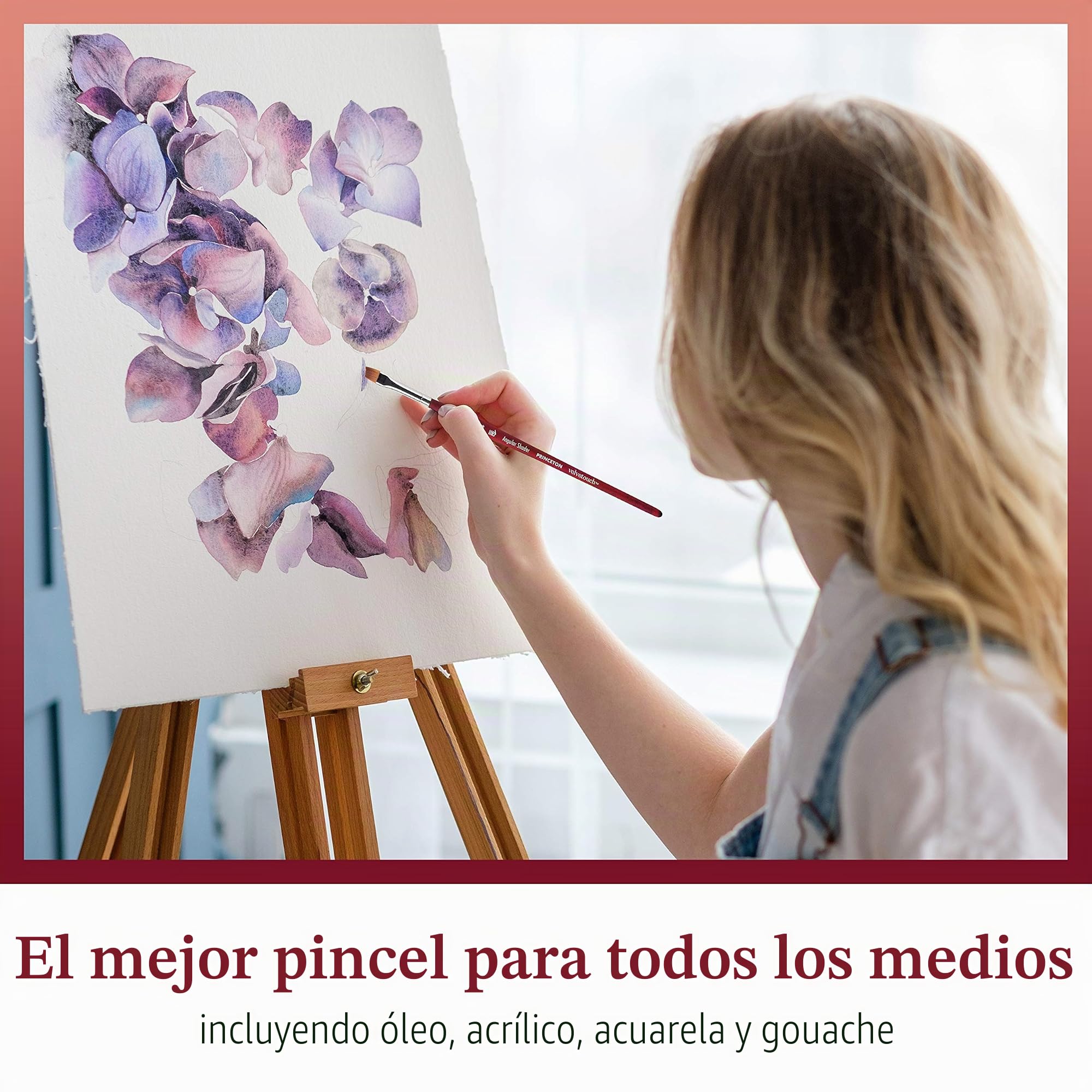Princeton Velvetouch, Serie 3950, Pinceles para acrílico, óleo y Acuarela, Juego de 5 Spotter 5/0, sombreador Angular de ¼ Pulgadas, Redondo 8, Filbert 8, Redondo 2