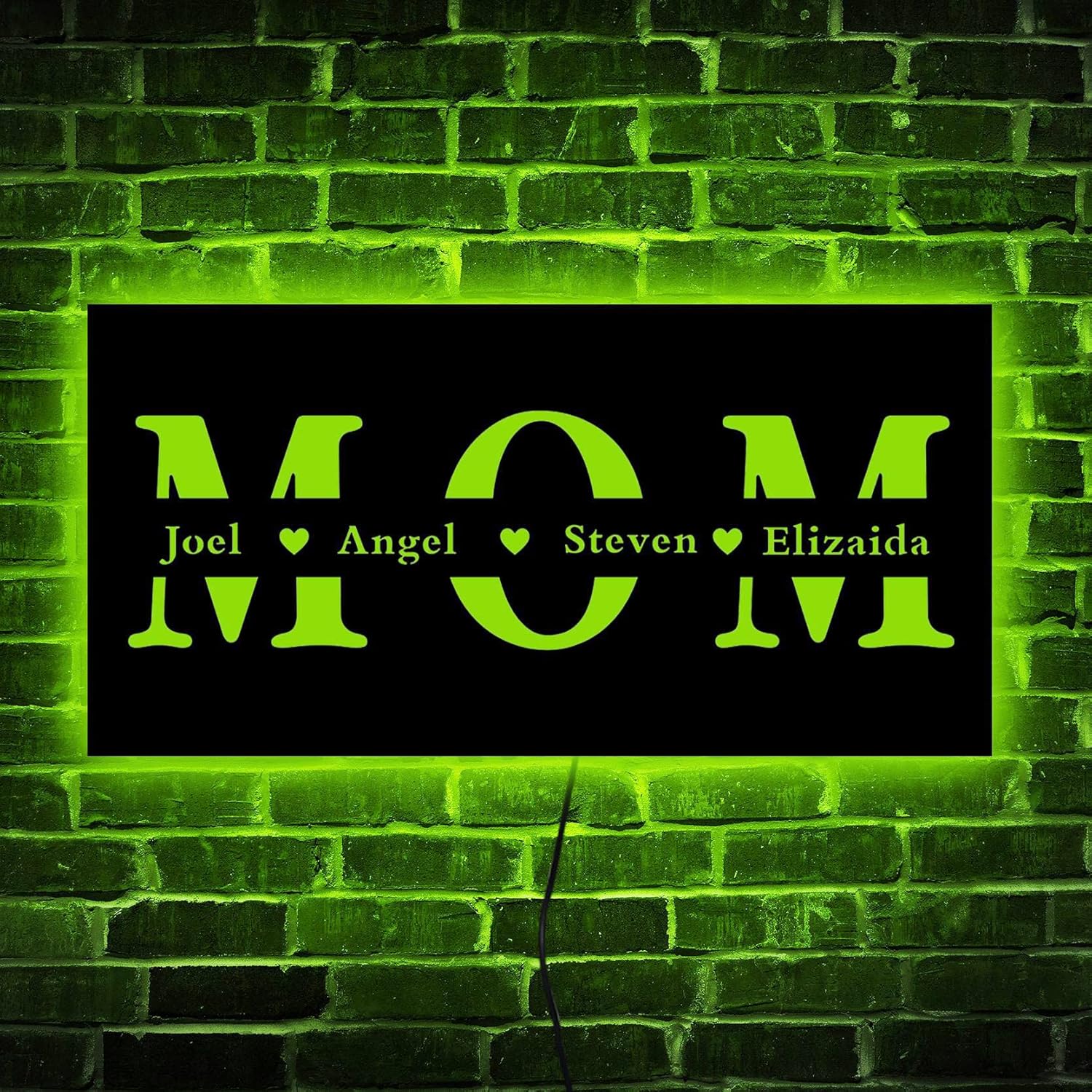 Mothers Day Gift, Personalized Wooden Neon Sign with Child Names,Custom Mom Gifts for Mothers Day from Daughter, Son, Grandma Mothers Day Gifts Family Neon Light, Rustic Wood Mom Neon Sign Light