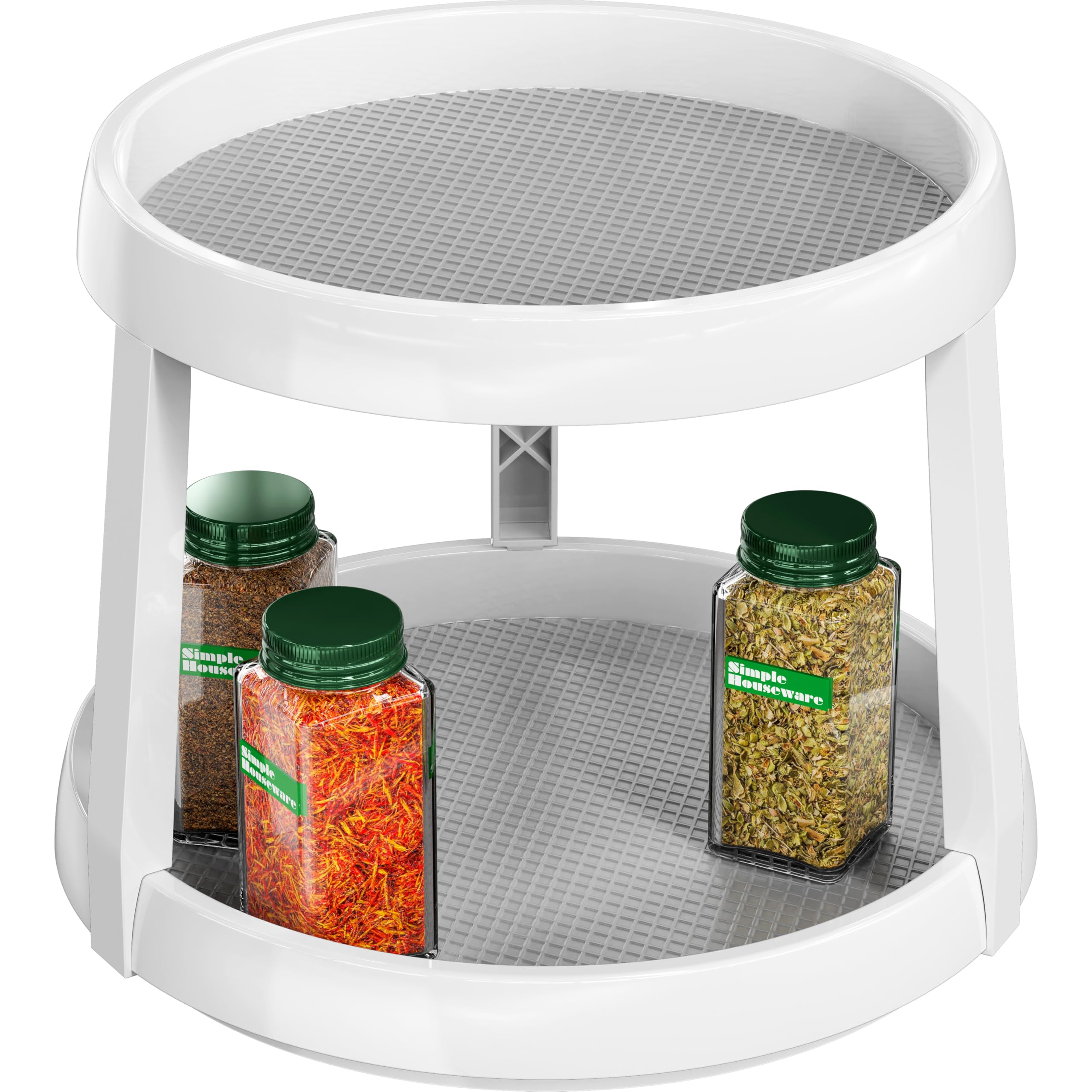Simple Houseware 2-Tier Lazy Susan Spice Organizer, 10" Diameter, White/Gray
