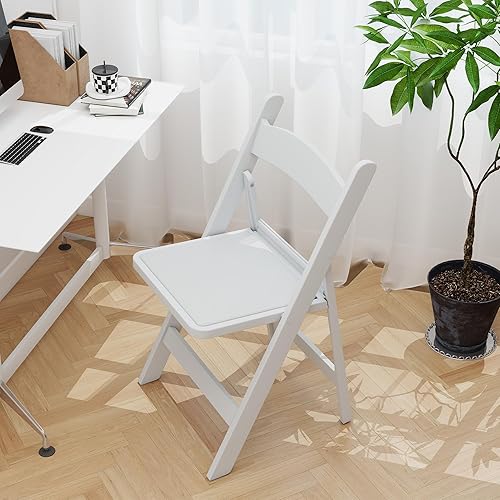 Miniatura 2 de Real Relax Sillas plegables de resina blanca con cojín, cómoda silla plegable de plástico, sillas apilables con asientos acolchados, sillas