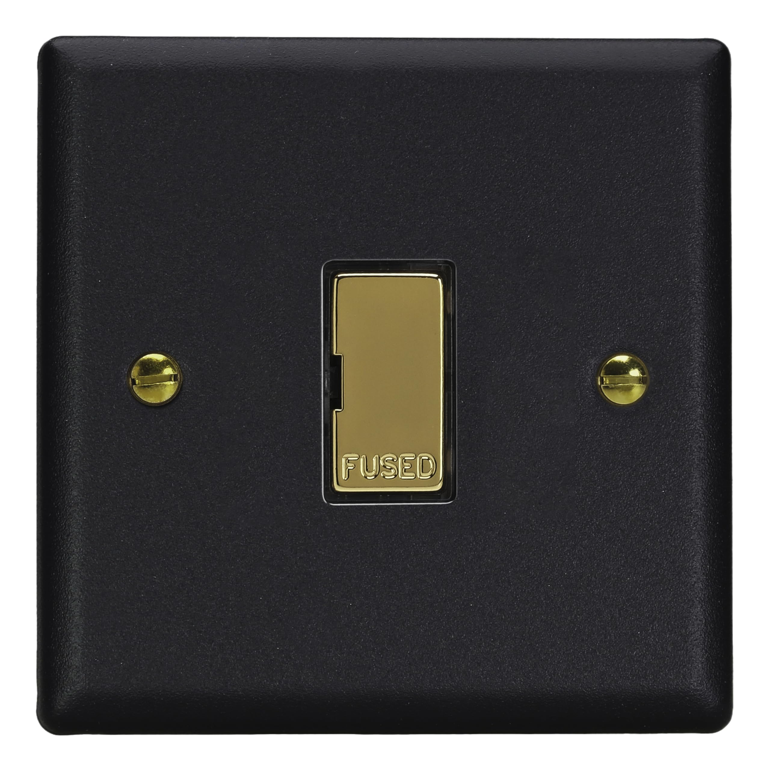Varilight Unswitched Fused Spur - Vogue Matt Black With Polished Brass Insert, XY6UV.MB