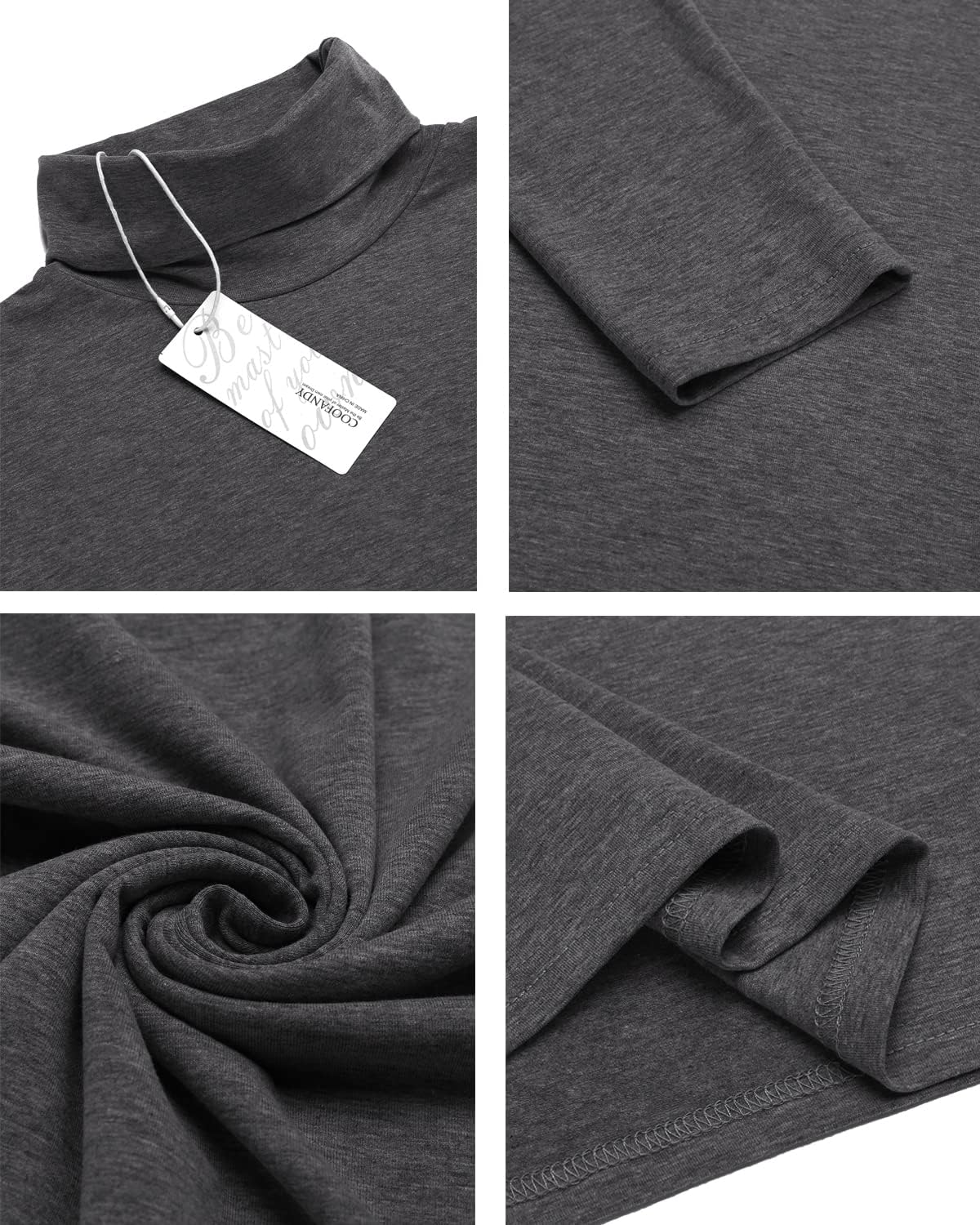 COOFANDY Maglia a Collo Alto Uomo, Manica Lunga in Cotone, Pullover Slim Fit Basic, T-Shirt a Maniche Lunghe Tinta Unita