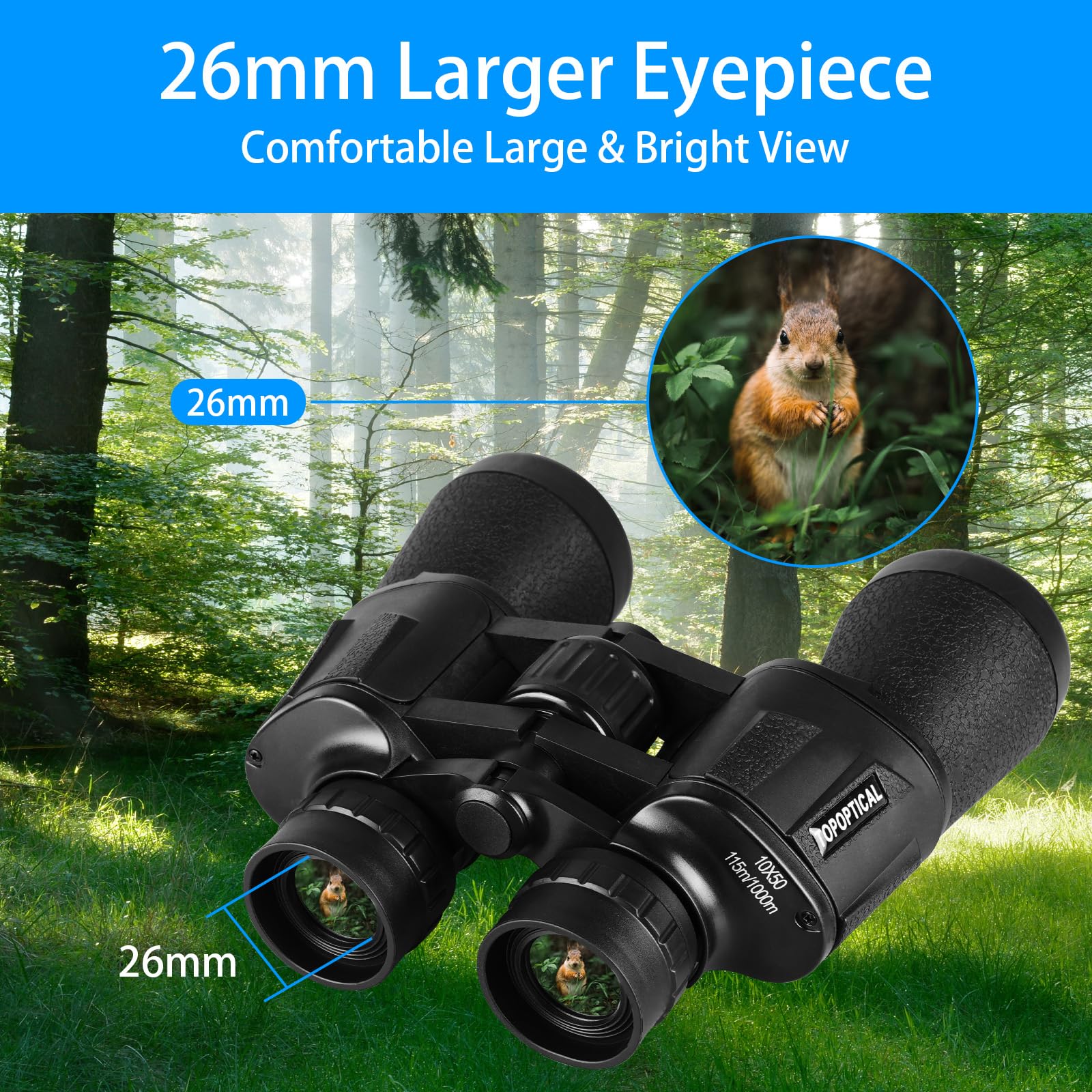 Prismáticos de alta potencia de 10 x 50 mm para adultos y adolescentes, prismáticos profesionales HD con prisma BAK4 y lente FMC, adecuados para observación de aves, caza, viajes, observación de
