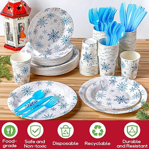 Miniatura 3 de Sinmoe Juego de 400 piezas de vajilla desechable de verano para 50 invitados, estrellas de mar, conchas de mar, platos de papel y servilletas de