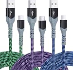 Pofesun [3-Pack,10ft] USB C Cable Fast Charge, Type C Charger Cord Braided USB C Charging Cable Compatible with Samsung Galaxy A10e A20 A50 A51 A71,S20 S10 Plus S10E,Note 20 10, Moto-Purple,Green,Rose | Braided USB to USB C Cable,USBC Phone Charger C