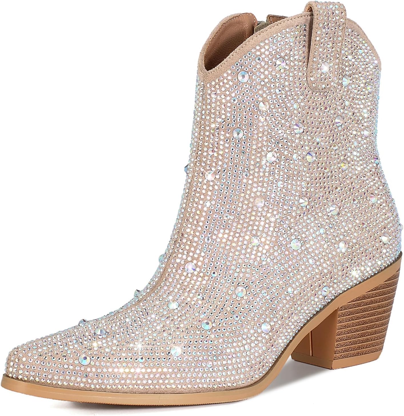 FIFSY Women Rhinestone Cowboy Boots Glitter Chunky Heel Sparkly Cowgirl... - Picture 14 of 63
