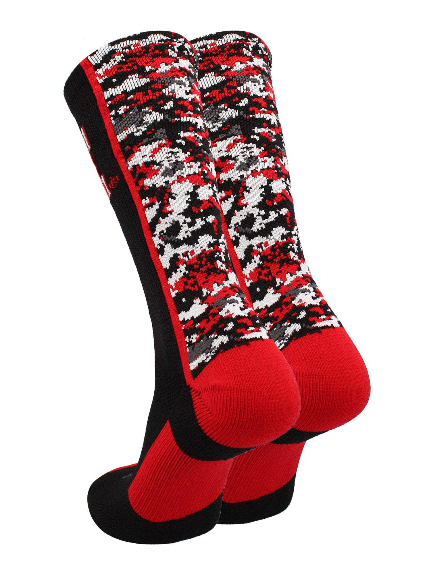 TCK Nebraska Cornhuskers Digital Camo Crew Socks (Black/Scarlet/White, Small) - Black/Scarlet/White,Small