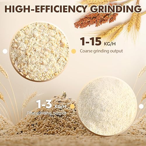 Miniatura 4 de Moongiantgo Hammer Mill Molinillo eléctrico de 1200 W, molinillo continuo de hierbas, capacidad de 6.6 a 33 librasH, con 6 mallas de tamiz, máquina