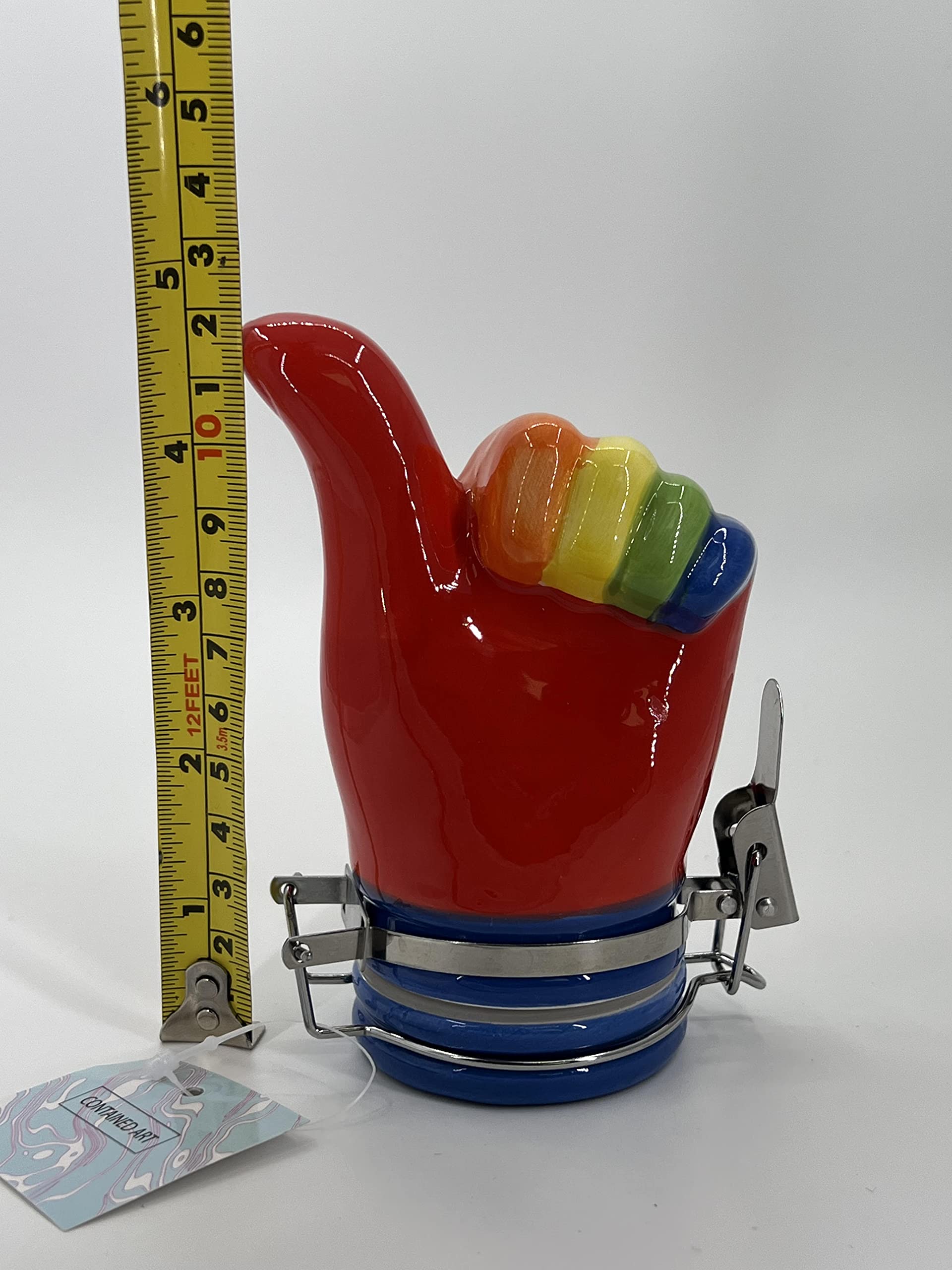 Thumbs up Porcelain Airtight Jar - Storage container with lid | Kitchen canister | Airtight cookie jar, candy jar, treat jar | Kitchen decor | 100 ML