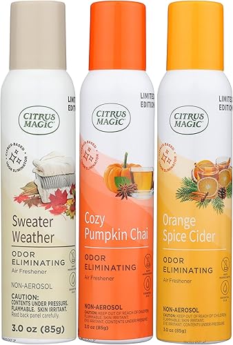 Miniatura 9 de Citrus Magic Spray ambientador natural eliminador de olores de edición limitada, sidra de especias de naranja, 3 onzas, paquete de 3