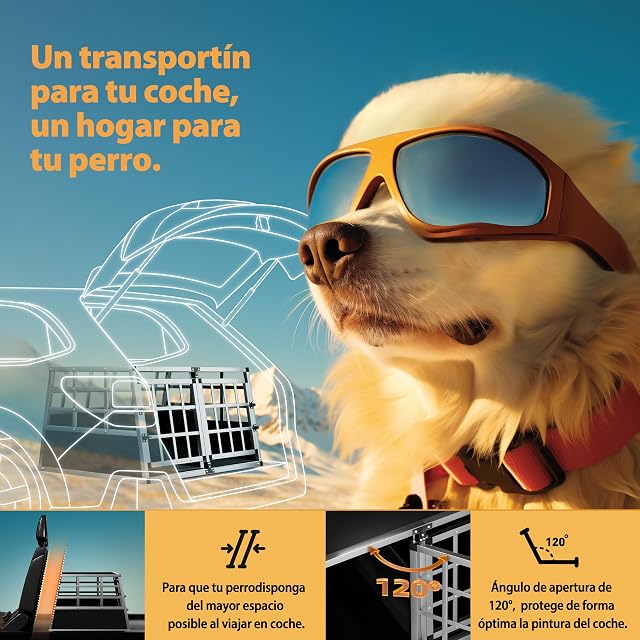 Foto 3 de 8 de CADOCA Transportín Perro Aluminio 89x70x51cm Jaula Coche Mascotas