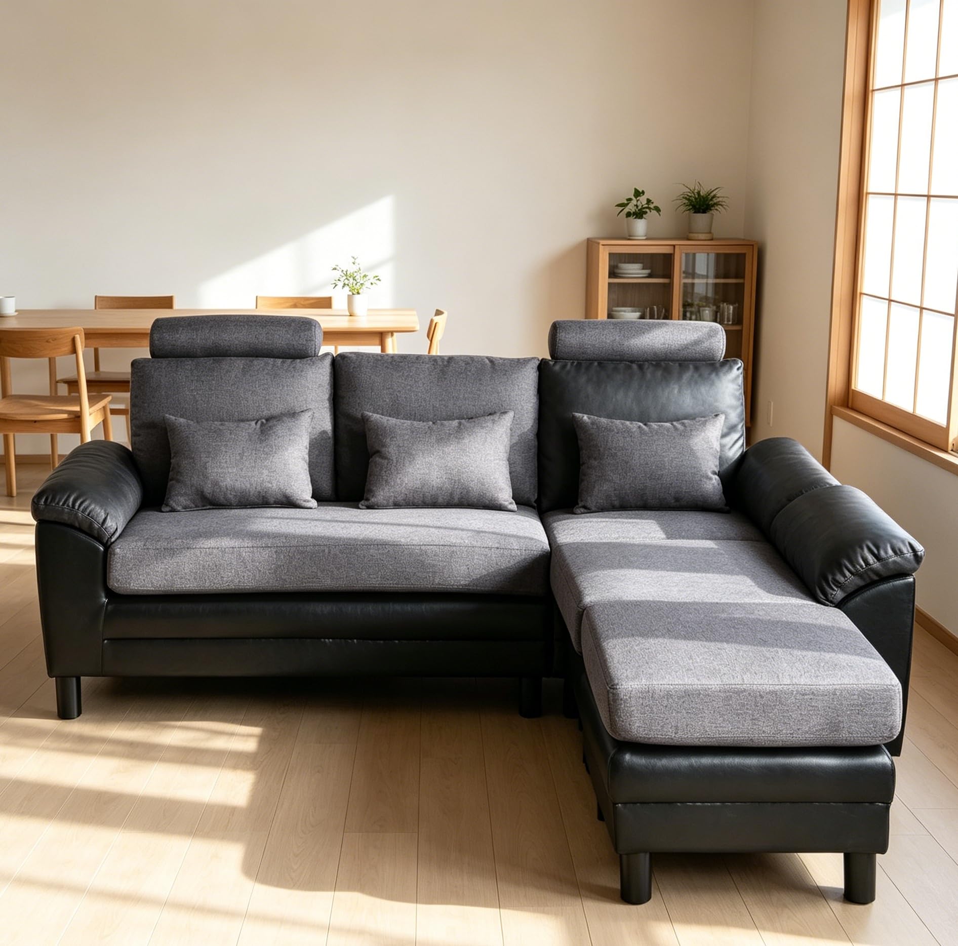 Amazon｜ソファー 3人掛け カウチソファ 幅202cm | ファブリック