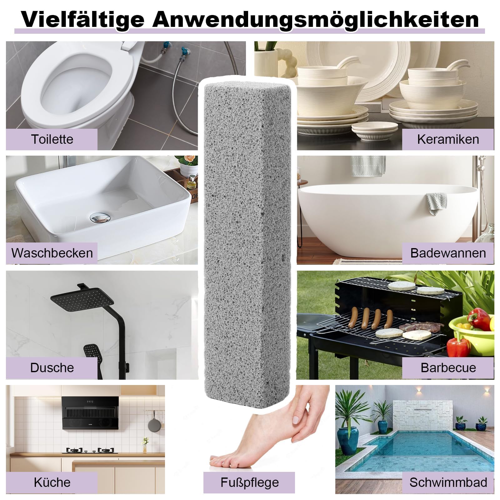 Lot de 24 Pierre Ponce WC et Nettoyage, Bloc de Pierre de Nettoyage Haute Densité pour Toilette, Grille de Barbecue et Carrelage, Gris