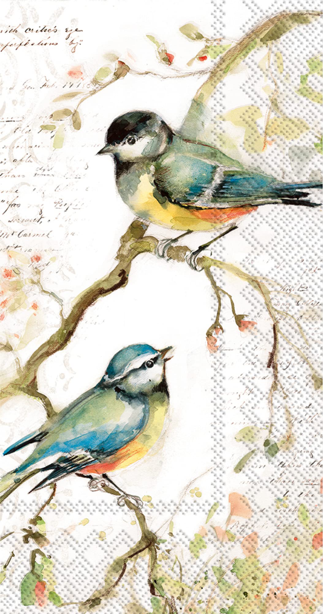 Bird Themed Guest Towels 32 CT - Decorative Paper Napkins for Buffet Kitchen or Bathroom Fingertip Hand Towels | Happy Little Titmice Design