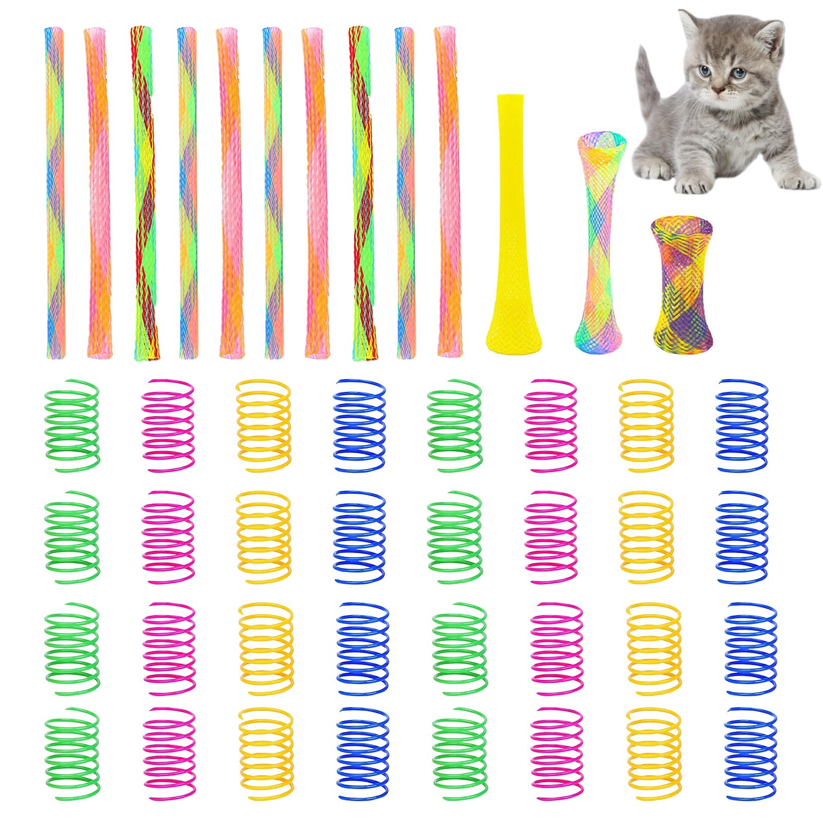 DGUSO 42Pcs Muelles para Gatos Juguete Colorido CE Primavera CE Gato Interactivos Coloridos Muelles Gato Juguetes para Gato Muelles Juguete de Resorte para Gatos (Color al Azar)