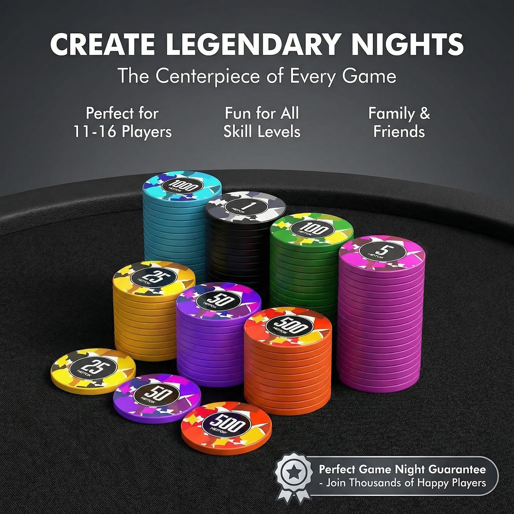 Amazon.com: HEITOK Poker Set 1000 Chips with Denominations, 11.5g