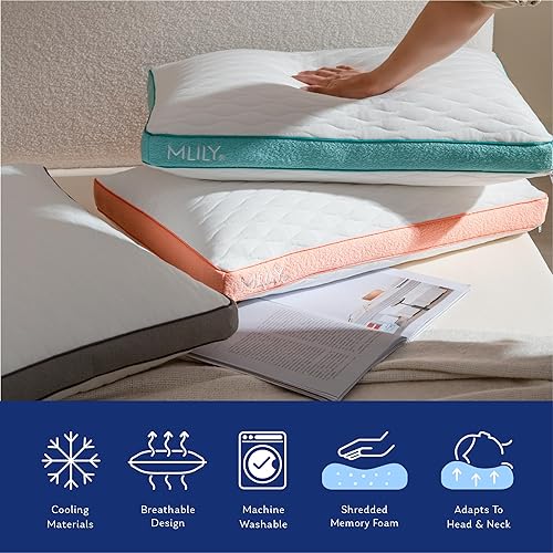 Miniatura 5 de MLILY Almohadas de cama, almohadas estándar para cama, almohada refrescante para aliviar el dolor de cuello, almohadas firmes para dormir, almohadas