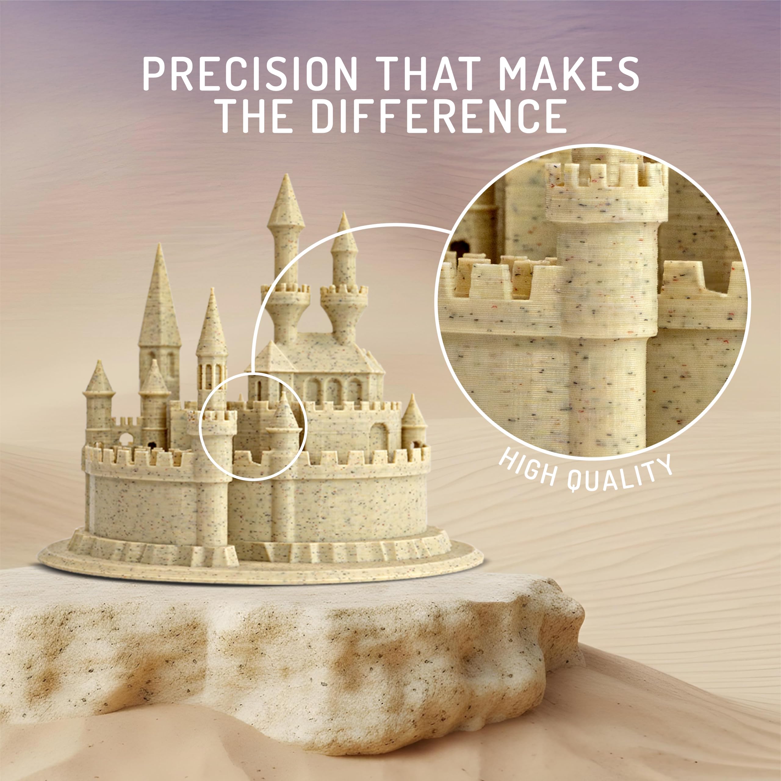 WINKLE Filament PLA HD Texture (Teksturowany) Piaskowy do Drukarki 3D | 1,75 mm 1 kg | Dokładność Wymiarowa | Cewka