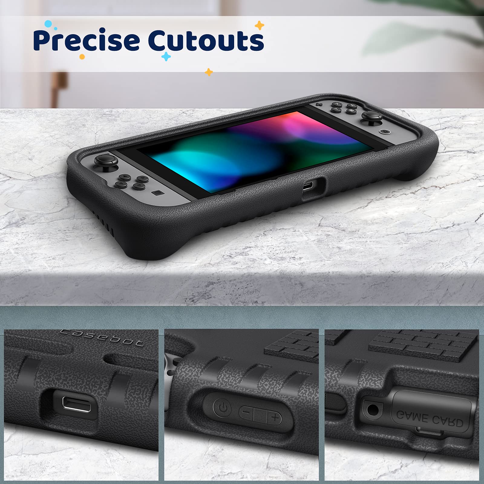 Fintie Kinder-Hülle kompatibel mit Nintendo Switch mit 2 Spielkartensteckplätzen – [Ultraleicht] [Stoßfest] Schutzhülle mit ergonomischem Griff, kinderfreundlicher Griff für Switch Console (schwarz)