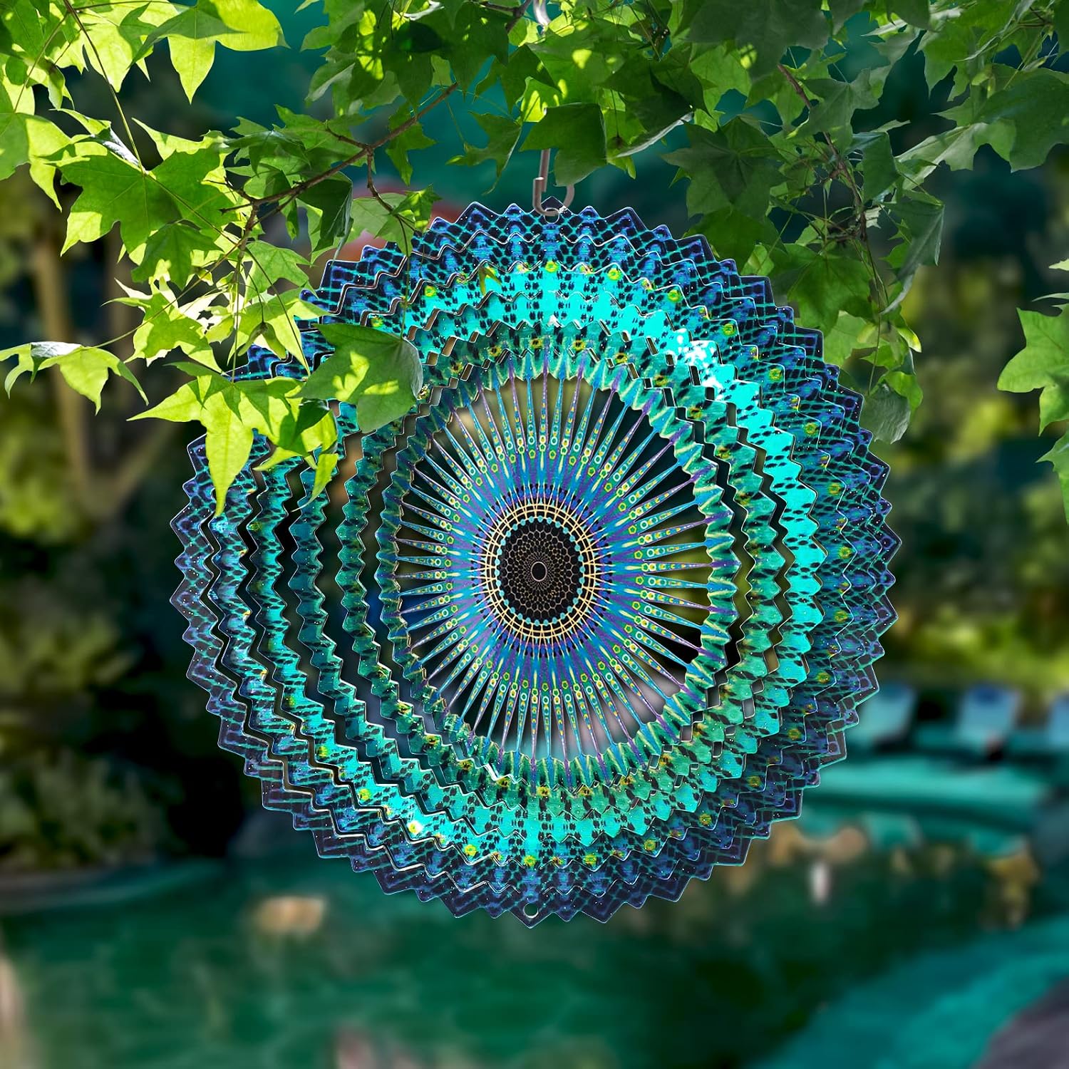 FONMY Stainless Steel Wind Spinner Mandala Starry Sky 6 inch 3D Stainless Steel Laser Cut Metal Art Geometric Pattern - Hanging Wind Spinner Kinetic Yard Art Decorations - Indoor/Outdoor Décor