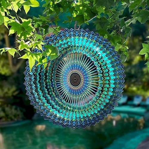 Miniatura 3 de FONMY Molinillo de viento de acero inoxidable con mandala, cielo estrellado, 6 pulgadas, acero inoxidable 3D, corte láser, arte de metal, patrón