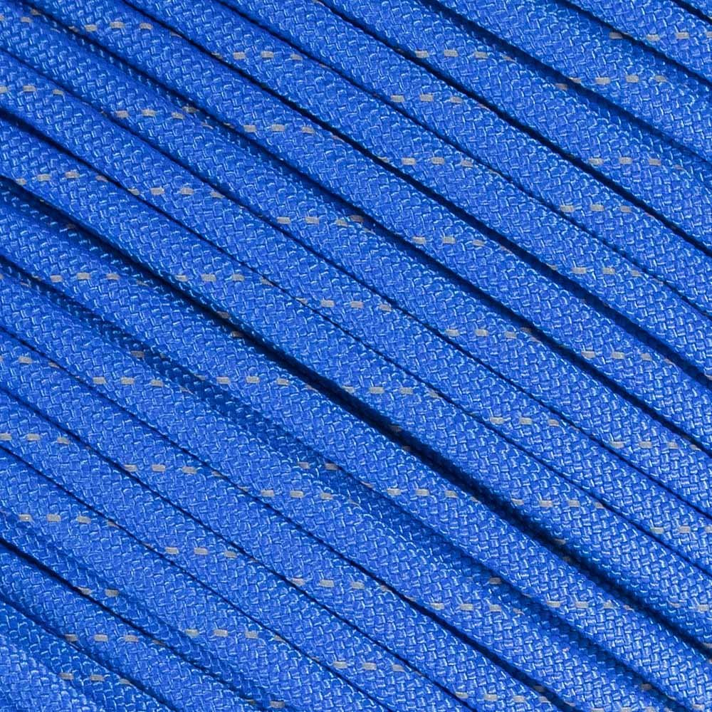 Fluorescent Reflective 550 Type III Guyline Tent Rope Camping Survival Cord High-Visibility Paracord- Rot and UV Fade Resistant (Reflective Royal Blue, 100 Feet)