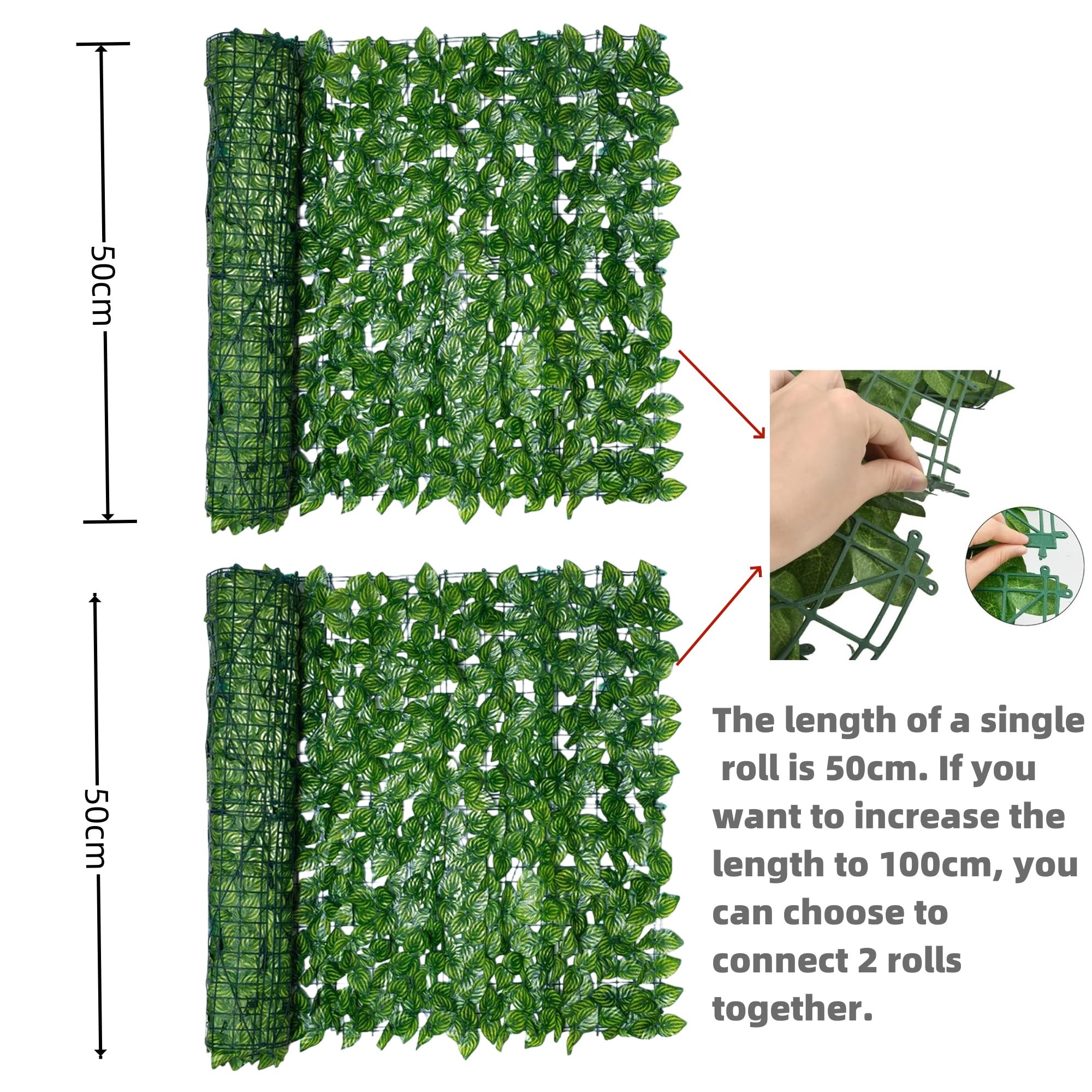 OTYMIOW Recinzione Da Giardino Con Edera Artificiale: 2 Rotoli Da 3x0,5m Per Un Angolo Di Privacy Tutto Verde! - 3