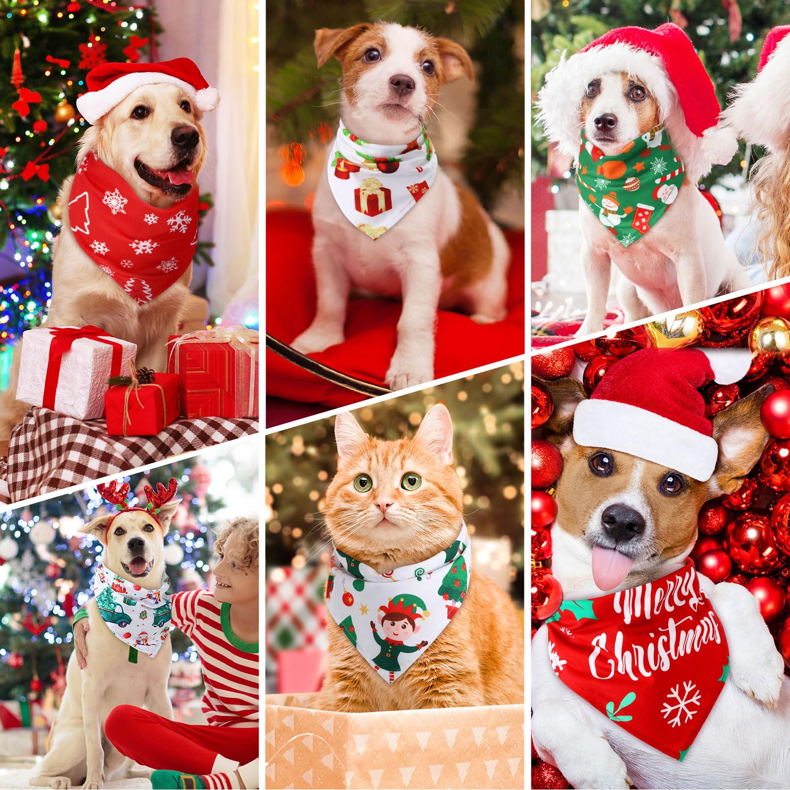 Abbylike 300 Stück Weihnachten Hund Bandanas für Hunde Xmas Hund Bandanas Bulk Hund Halstuch Set Lätzchen Hund Dreieckstuch mit Weihnachtsmustern für Weihnachten Haustier Kostüm Zubehör Dekoration, XL
