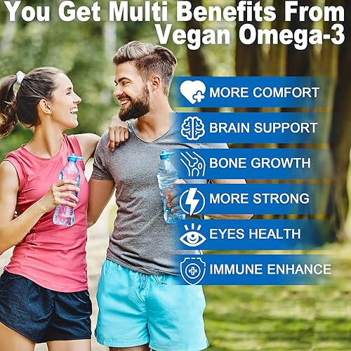 Miniatura 6 de Gomitas veganas Omega-3 de 1280 mg + CoQ10 + vitamina D3 K2 (MK7), alternativa de aceite de pescado Omega 3 para adultos con EPA 600 mg DHA 400 mg y