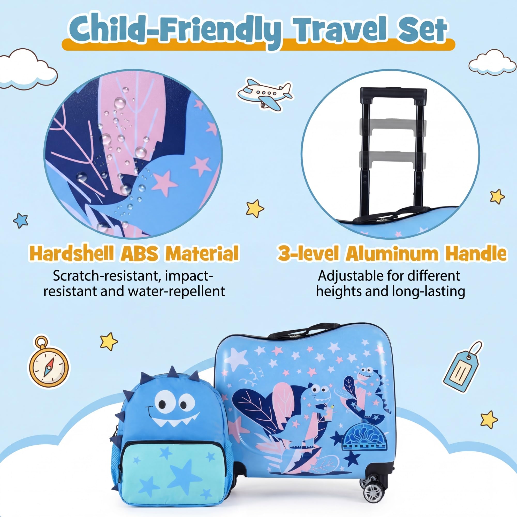 SOARS Valise et Sac à Dos Enfant 58 kg, Matériau Sûr et Durable, Léger de 2,5 kg