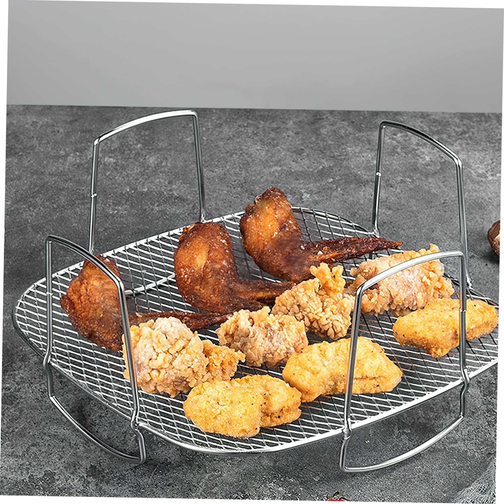 SOLUSTRE Stainless Steel Grill Rack for Air Fryer Household Steaming Bracket with Design for Even Heating Cooking Accessory for Efficient Meal Prep