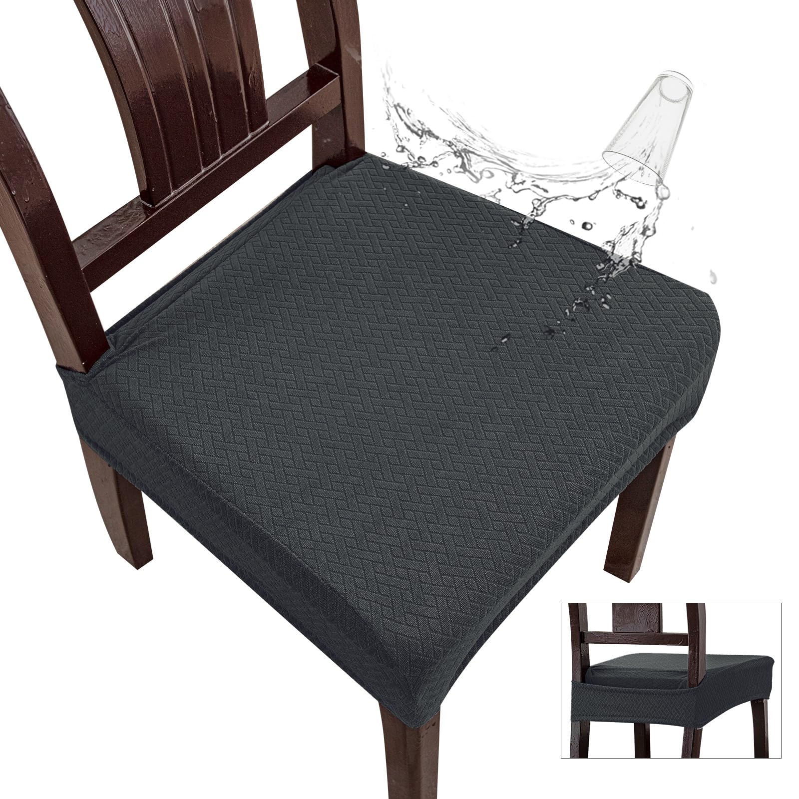 Genina Waterproof Seat Covers for Dining Room Chairs, Rear Covered