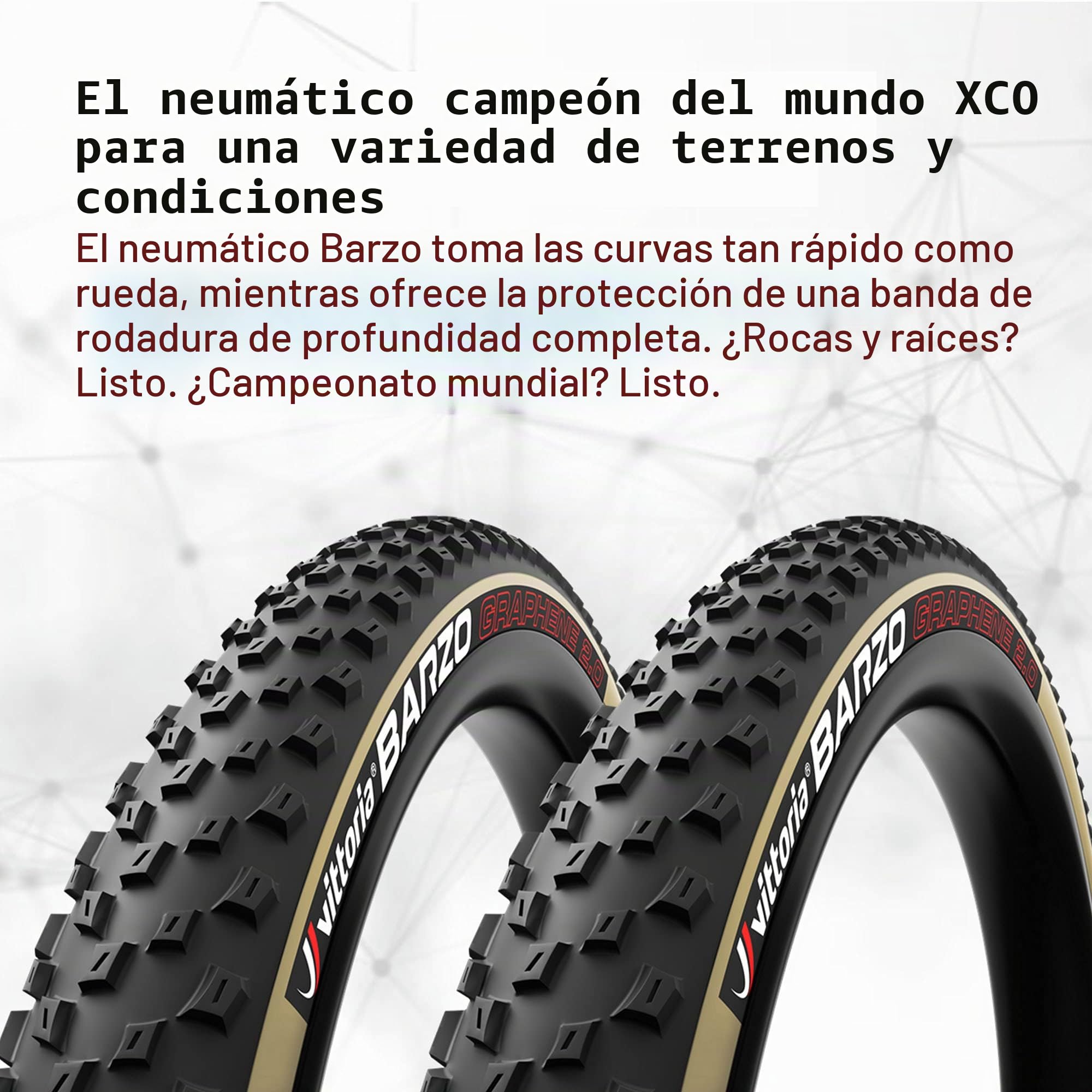 Vittoria Barzo XC Bike Tires for Mixed Terrain Conditions - Cross Country Trail Tubeless TNT MTB Tire