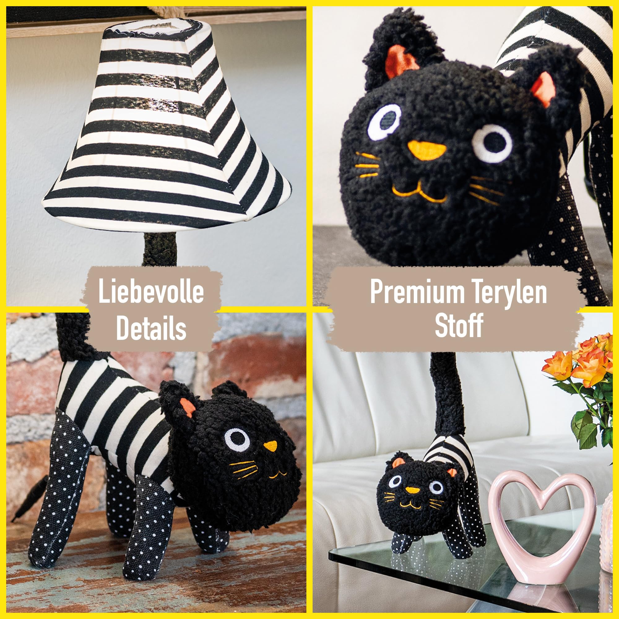 Happy Lamps Baby Luna Katze LED-Tischlampe 48 cm, Kinderzimmer Deko | handgefertigt, kindersicher, ideal fürs Kinderzimmer, Geschenkidee