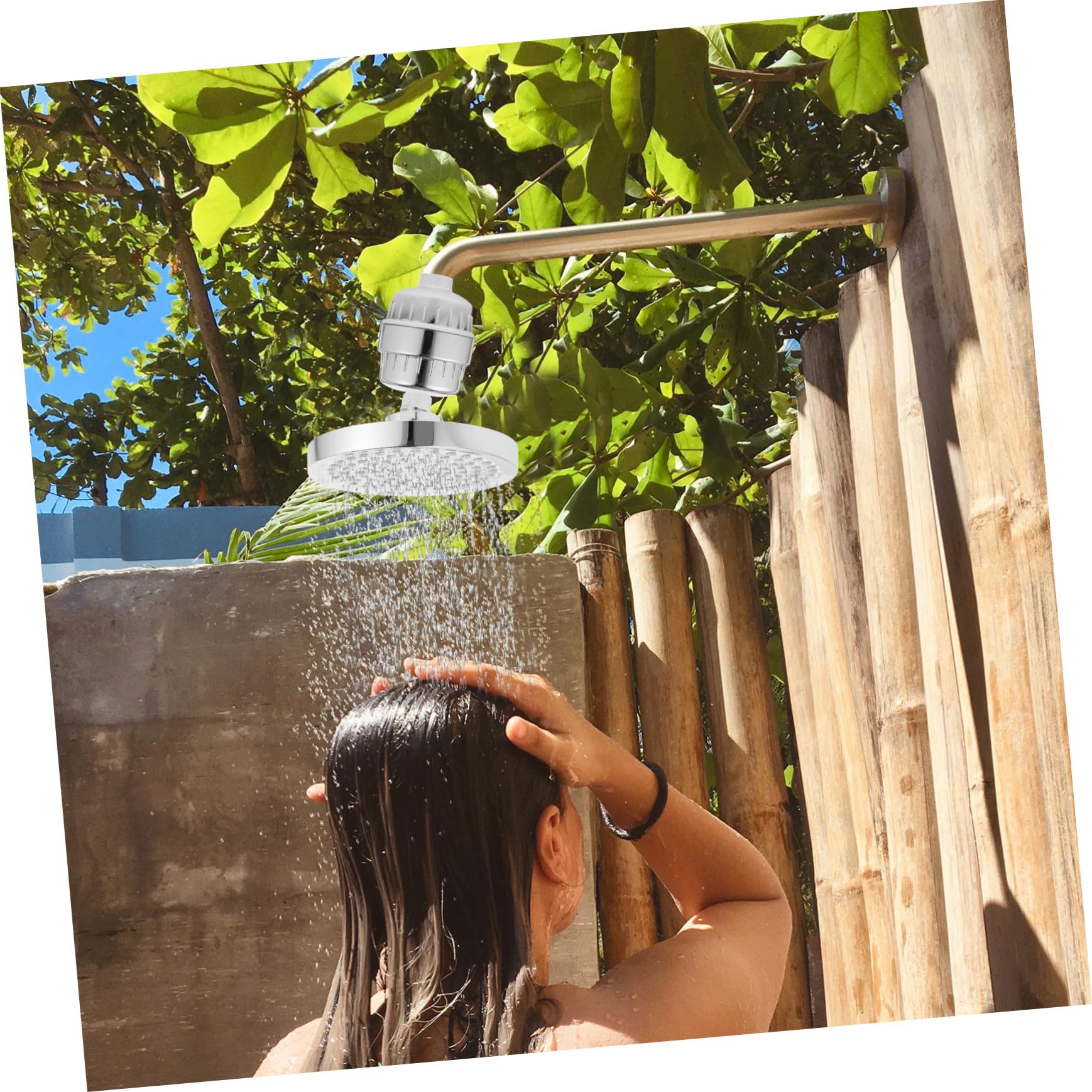 KOMBIUDA Filtro de Cabezal de Ducha y Rotación de 360 Grados Suavizador de Agua Dura, 15 Niveles de Filtración Múltiple para Baño y Cómodo
